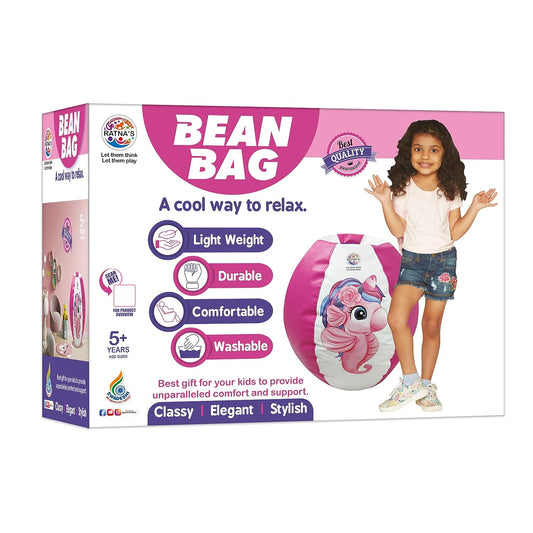 RATNA'S Unicorn Bean Bag Light Weight, Durable, Washable Chair for Kids | Medium Size Zipper Beanbag Extra Soft Cover | A Cool Way to Relax for Kids 5+