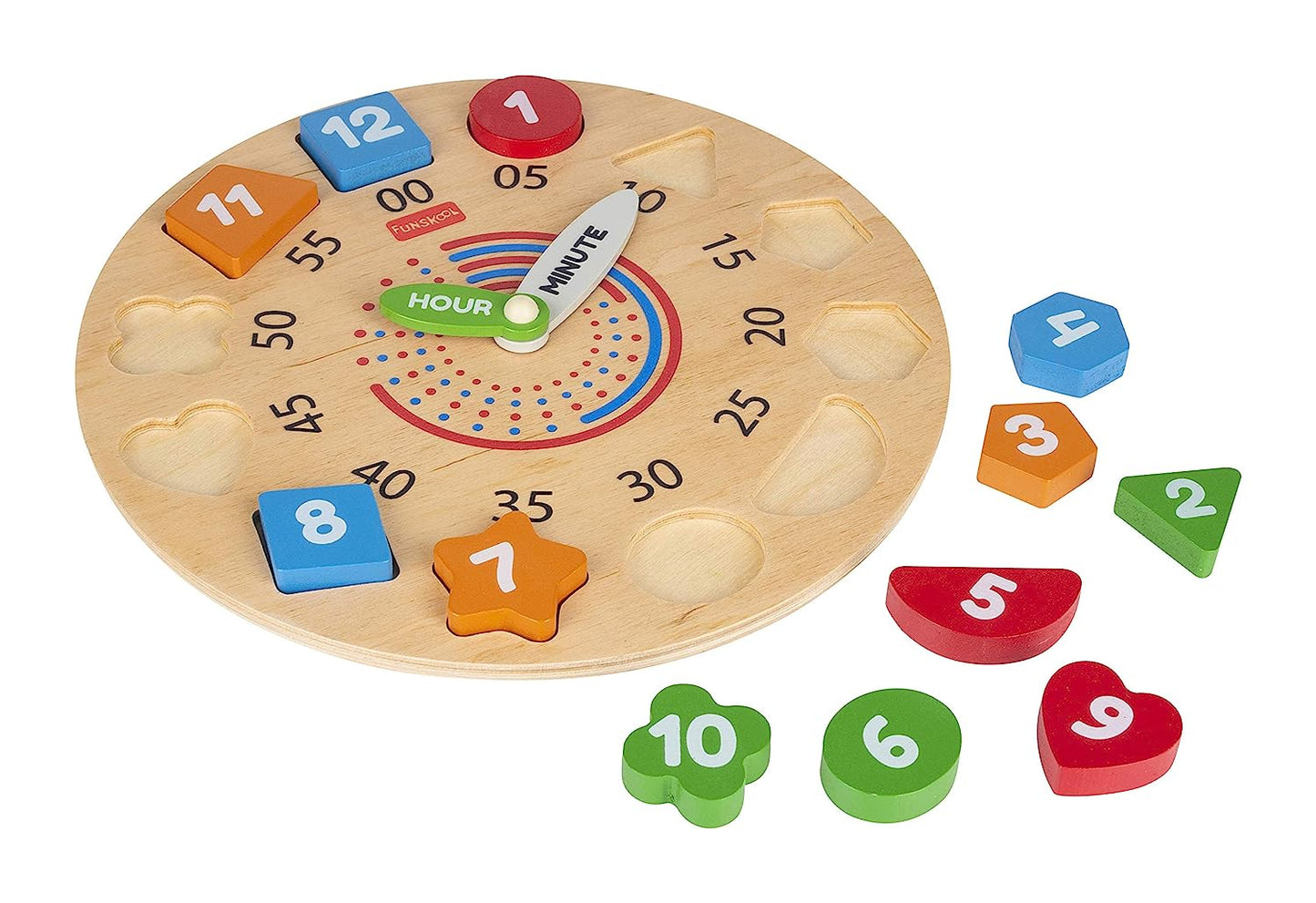 Giggles - My Clock, Shape sorting clock puzzle, Teaches Time,shapes and Numbers, 3 Years & above, Preschool toys Multicolor