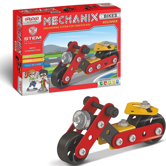 MECHANIX Beginner Bike,DIY Stem and Education Metal Construction Set, for Boys & Girls 7 yr+, Return Gifts Set, Multicolor
