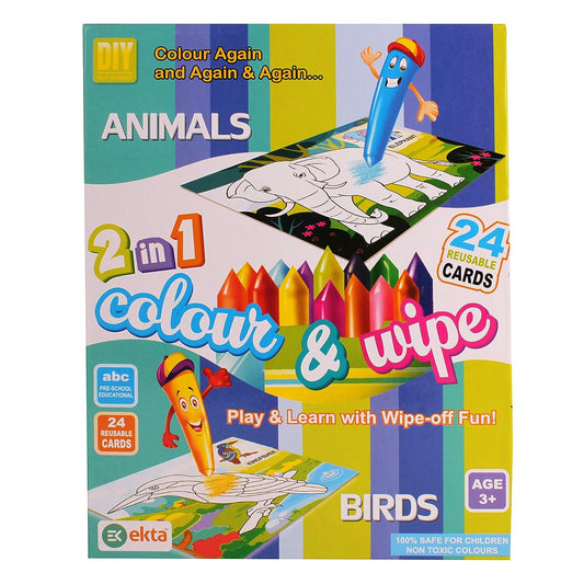 EKTA 2 in 1 Colour &Wipe Animals& Birds