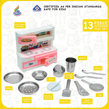 Kitchen Set for Kids.A Perfect Roleplay Pretend Play Kitchen Play Set for Kids (Pure Veg Big Kitchen Set) - MRGTOYS