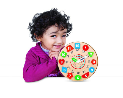 Giggles - My Clock, Shape sorting clock puzzle, Teaches Time,shapes and Numbers, 3 Years & above, Preschool toys Multicolor