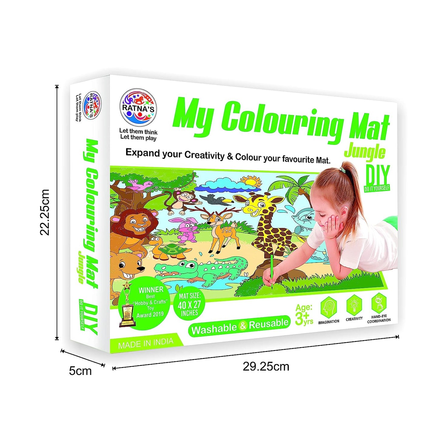My Colouring MAT for Kids Reusable and Washable. Big MAT for Colouring. MAT Size(40 INCHES X 27 INCHES) (Jungle Theme)