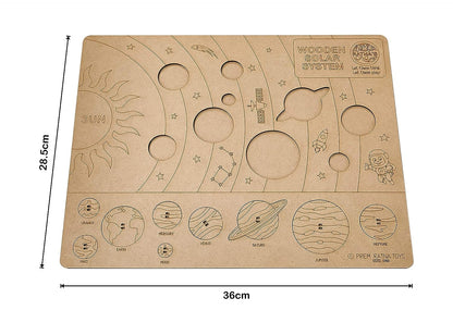 Ratna's Wooden Solar System Puzzle, Pik & Fix The Pieces with The Help of Plucker Provided, Educational Toy for Kids 5+ Years