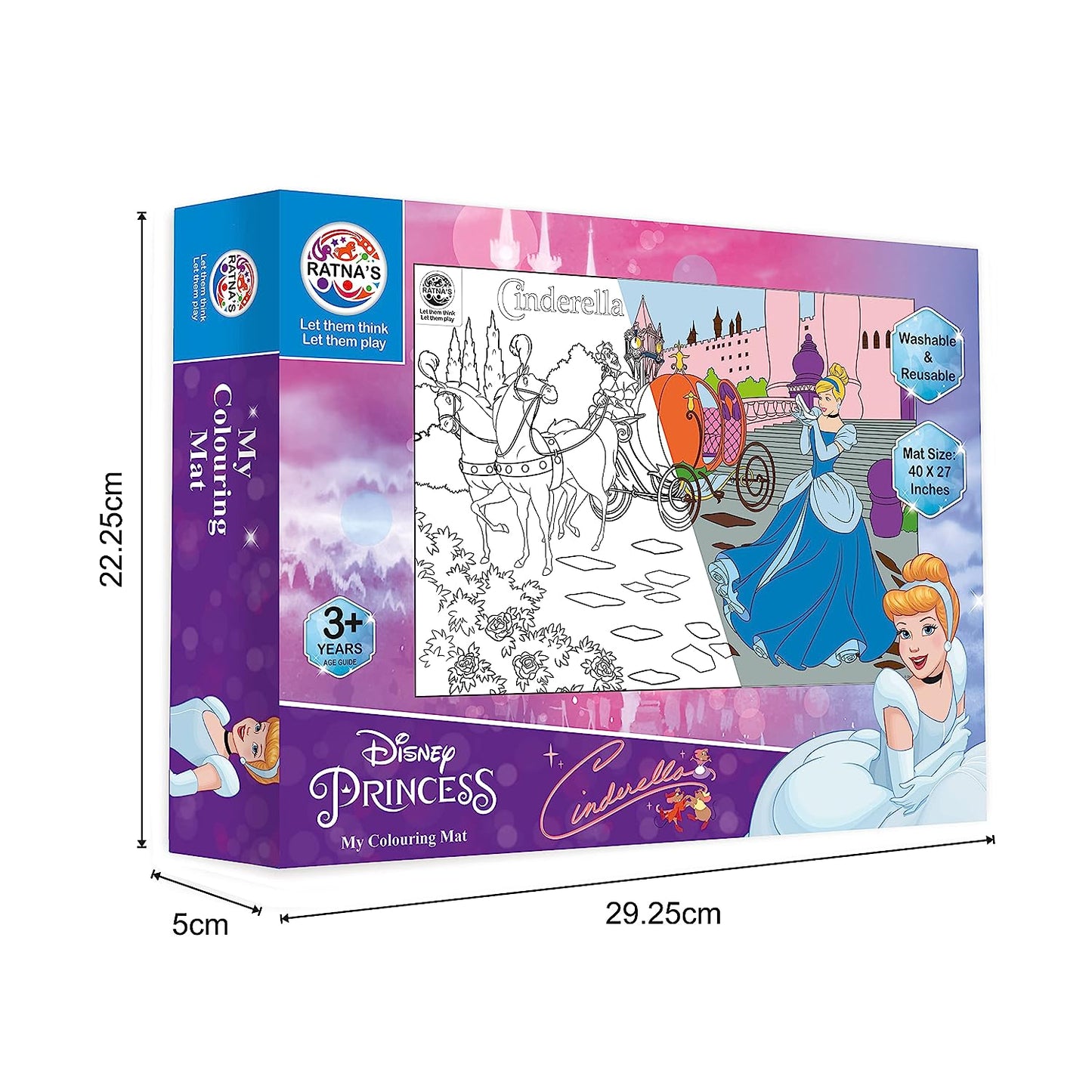 RATNA'S My Coloring Mat Cinderella | DIY Kit for Kids Big Size Mat 40 x 27 inches