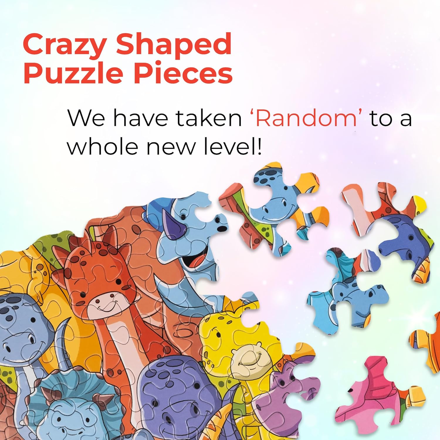 Unik Play Go Crazy Jigsaw Puzzle for Kids and Adults | Attractive Cartoon Print Puzzle with 2 Puzzle Sorting Trays for Age 6 to 99 Years-90 Pcs-(Dino)