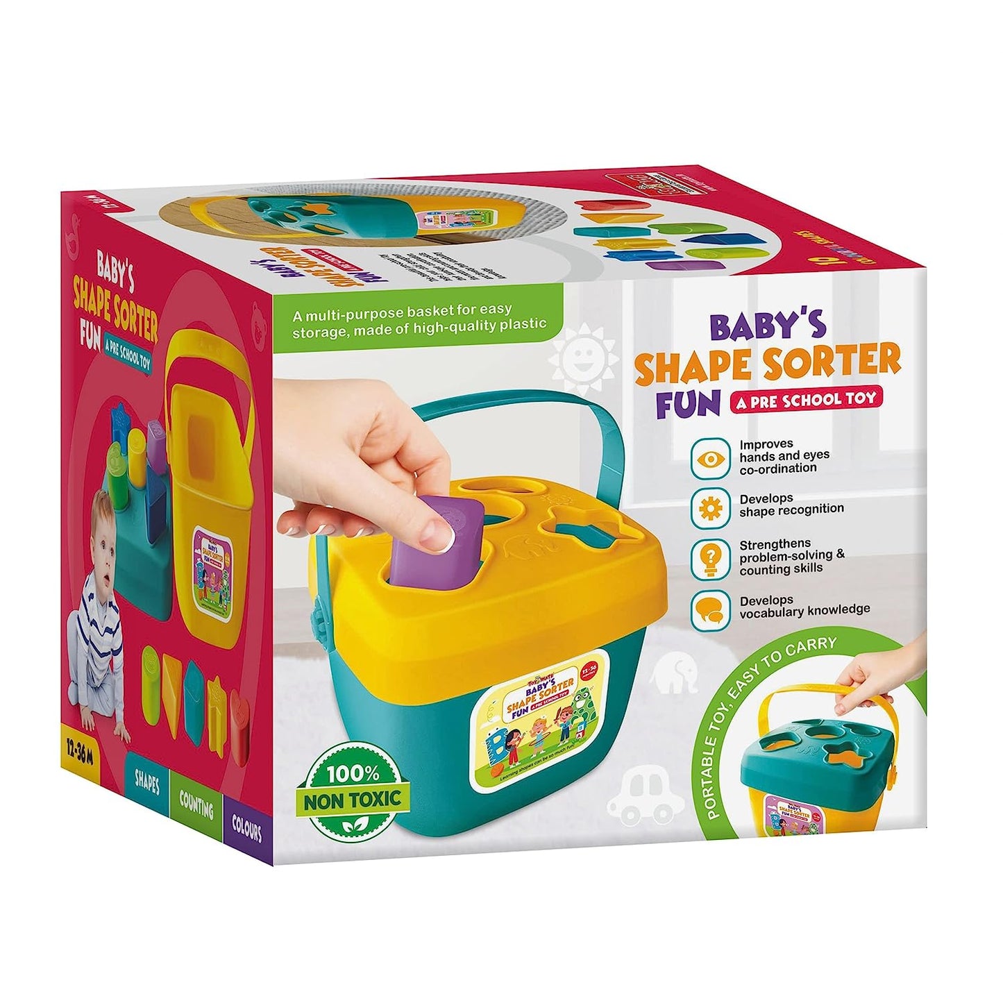 Toymate Baby’s Shape Sorter Fun for Kids Toddlers - A Pre School Toy with 10 Shapes & Colours- for Age 2 Years & Above.…