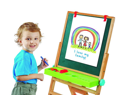 Giggles - My First Easel , 4 in 1 Double Sided Wooden Easel Board , Multicolour with Alphabet & Numbers , 3 Years & above , Preschool toys