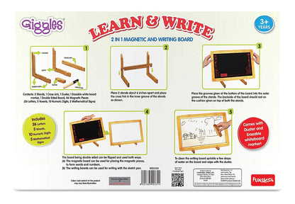 Funskool Learn N Write Slate, 2 in 1 Magnetic & Dry Erase Board, Early Learning, 3 Years & Above, Preschool Toys, Multicolor