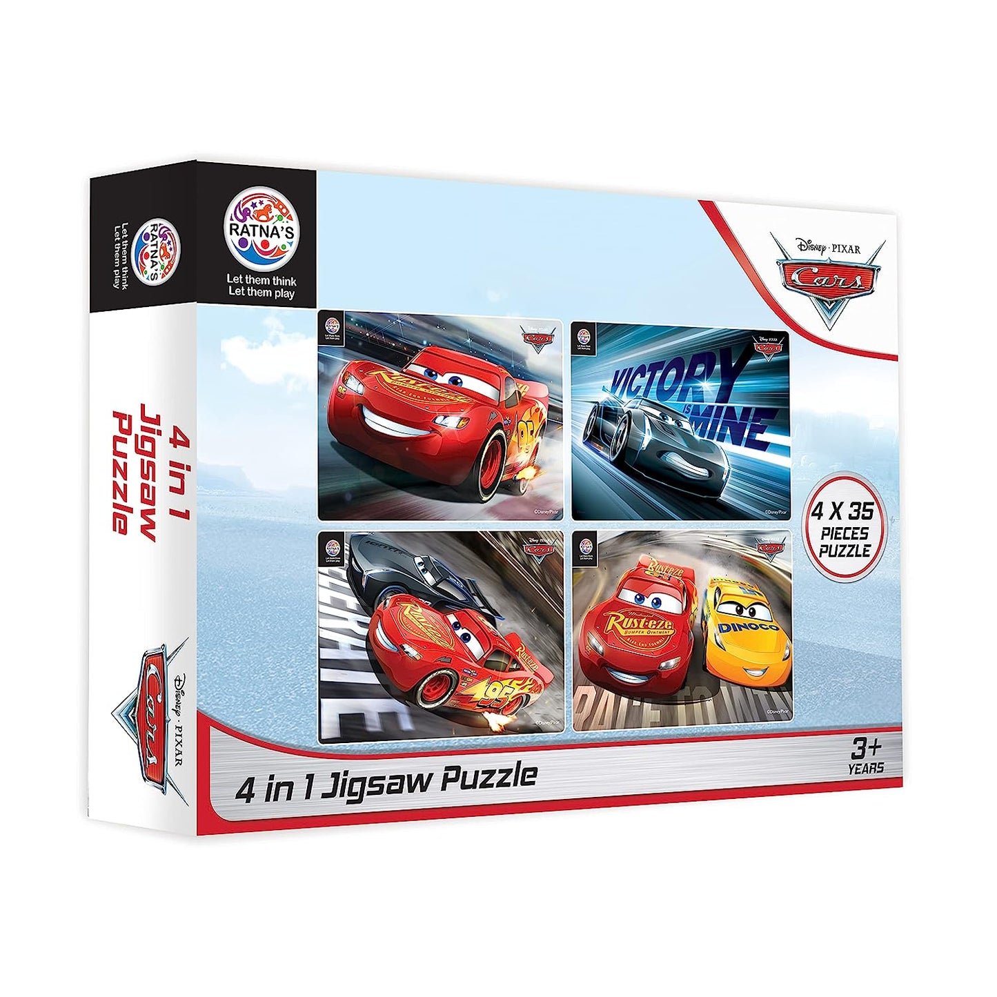 Ratna's 4 in 1 Disney Jigsaw Puzzle 140 Pieces for Kids. 4 Jigsaw Puzzles 35 Pieces Each (Cars) - MRGTOYS