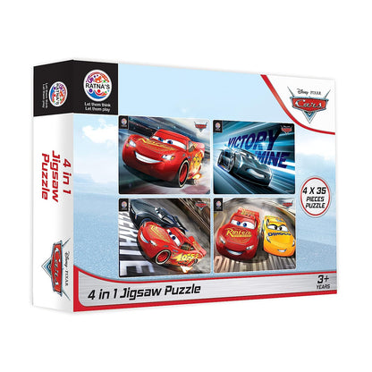 Ratna's 4 in 1 Disney Jigsaw Puzzle 140 Pieces for Kids. 4 Jigsaw Puzzles 35 Pieces Each (Cars) - MRGTOYS