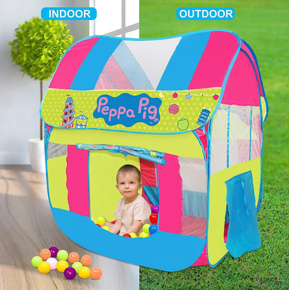 Itoys Peppa Pig Foldable Playhouse Tent For Kids- Big Pop-Up theme theme Play Tent For Toddler And Baby, Fill With Plastic Balls (Balls Not Included) (Peppa Pig Big Pop Up Tent, Multicolour)