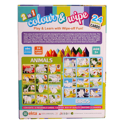 EKTA 2 in 1 Colour &Wipe Animals& Birds