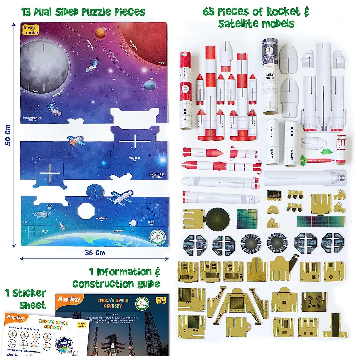 Imagimake Mapology - India's Space Odyssey- Learn About Indian Rockets & Satellites - Model Making Sets - Educational Toy Puzzle - 7 Years & Above GAMES