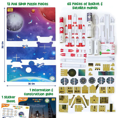 Imagimake Mapology - India's Space Odyssey- Learn About Indian Rockets & Satellites - Model Making Sets - Educational Toy Puzzle - 7 Years & Above GAMES