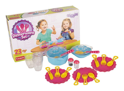 Giggles - Dinnerware Set , 23 Colourful Pretend and Play Cooking Set , Language and Social Skills,Role Play , 3 Years & Above , Preschool Toys