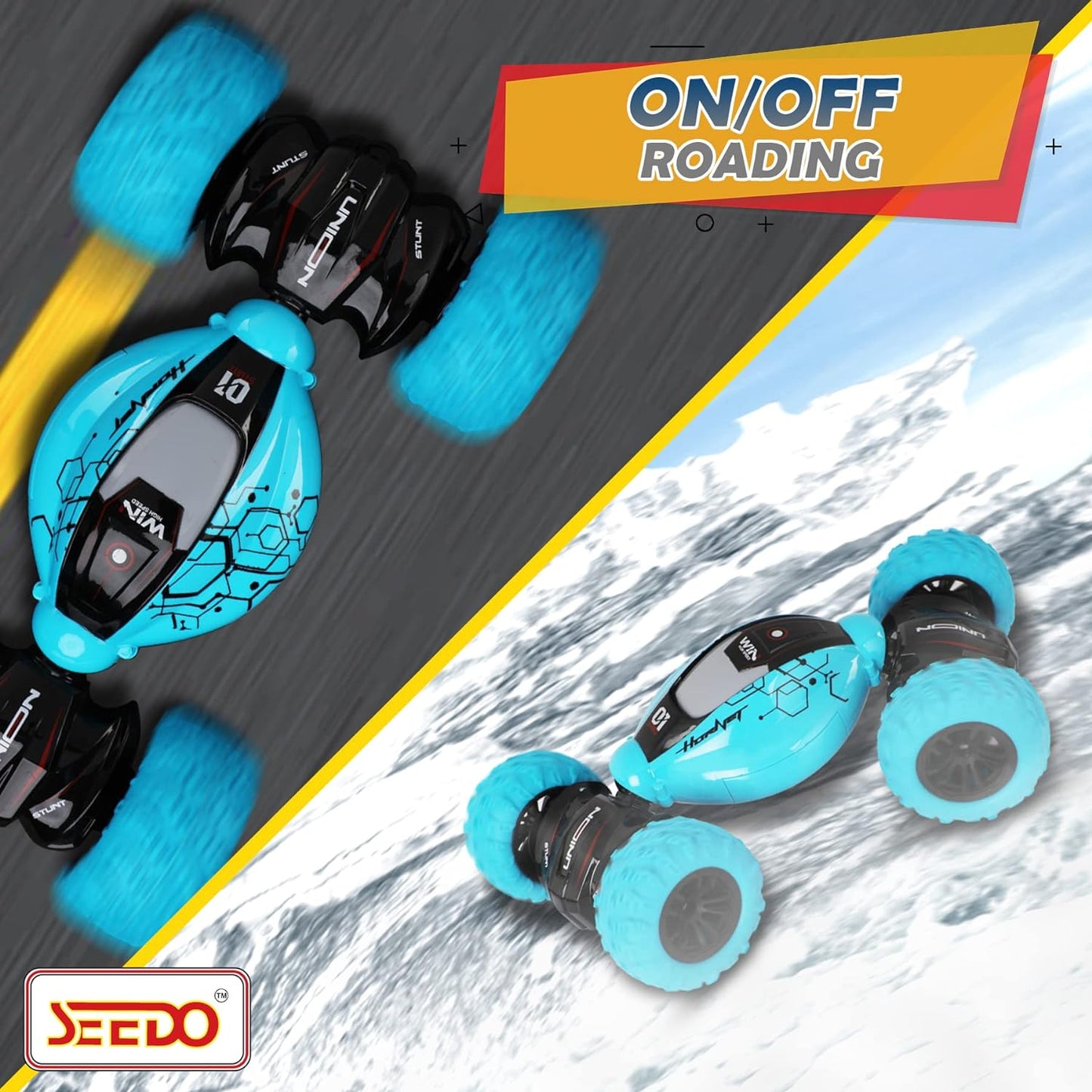 SEEDO Remote Control Rechargeable Twisting Stunt Car 1:16 Scale 360 Degree Double Sided Rotation 2.4 GHz All Terrain RC Vehicle Toy with Multi Line Technology for Kids 8+ Years COLOR MAY VARY