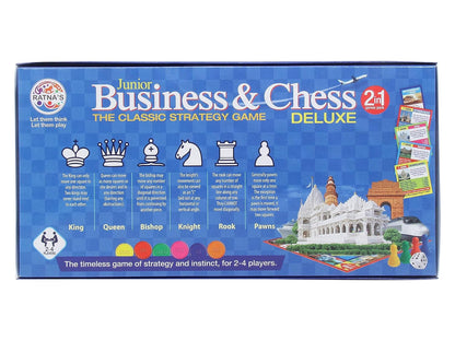 Ratna's 2 in 1 Business & Chess Junior Deluxe Board Game | Board Size: 11 Inches * 11 Inches for 7+ Years