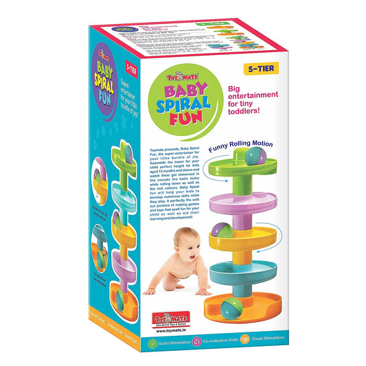 toymate Baby Spiral Fun-A Roll Ball Toy With 6 Layer Ball Drop Tower Run With Roll Swirling Ramps For Baby And Toddler Educational Development Toy Set, Multi color