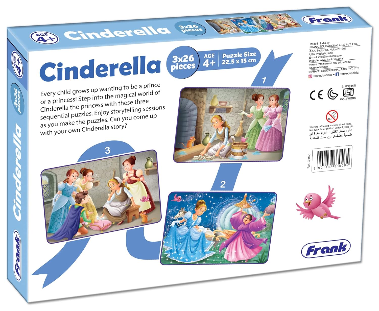 Frank - Cinderella 3 x 26 pcs Jigsaw Puzzles for Kids for Age 4 Years Old and Above
