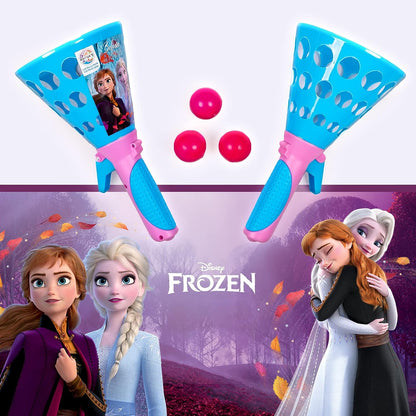 Ratna's Sky Ping Pong Disney Frozen Pop & Catch Plastic Click and Catch Twin Ball Indoor & Outdoor Game Toy Set for Boys & Girls