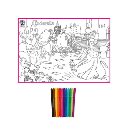 RATNA'S My Coloring Mat Cinderella | DIY Kit for Kids Big Size Mat 40 x 27 inches