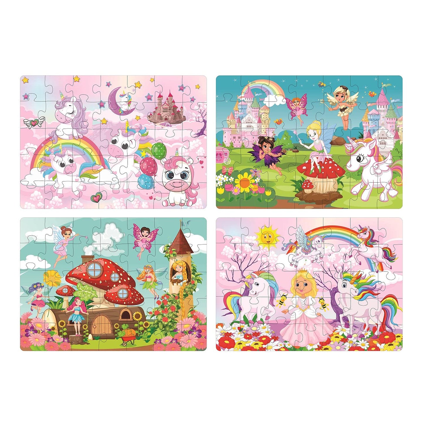 4 in 1 Unicorn Kingdom Jigsaw Puzzle for Kids|A Perfect Jigsaw Puzzle for Little Hands|4 * 35 Pieces Jigsaw Puzzle - MRGTOYS