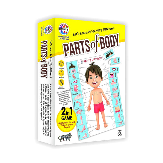 RATNA'S Parts of Body Jigsaw Puzzle for Kids with 2 in 1 Write and Wipe Board with Body Parts