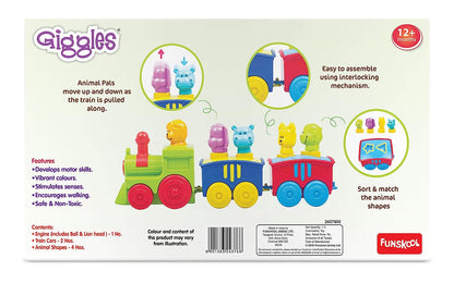 Giggles -, 2 in 1 Colourful Animal Pull along Toy Train, Walking, Shape sorting, Pretend Play Preschool Toys (12 Months & Above Infant, Multicolor)