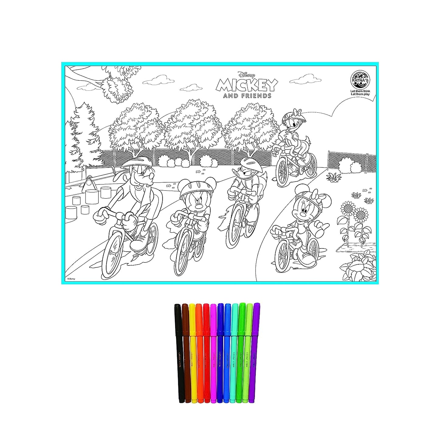 RATNA'S My Colouring Mat Disney & Marvel Theme for Kids Washable and Reusable Coloring Kit, Big Size Mat (40 x 27 inches) DIY Painting Kit (Mickey & Friends)