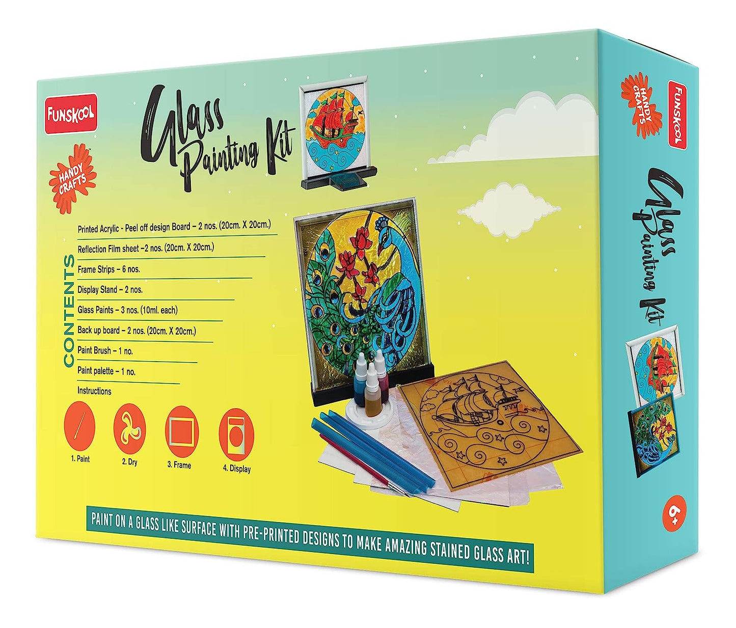 Funskool Glass Painting, Art and Craft Kit, Make Your Own Framed Glass Painting, 6 Years + (Multicolor, 25.5 X 36 X 6 Cm),for all age