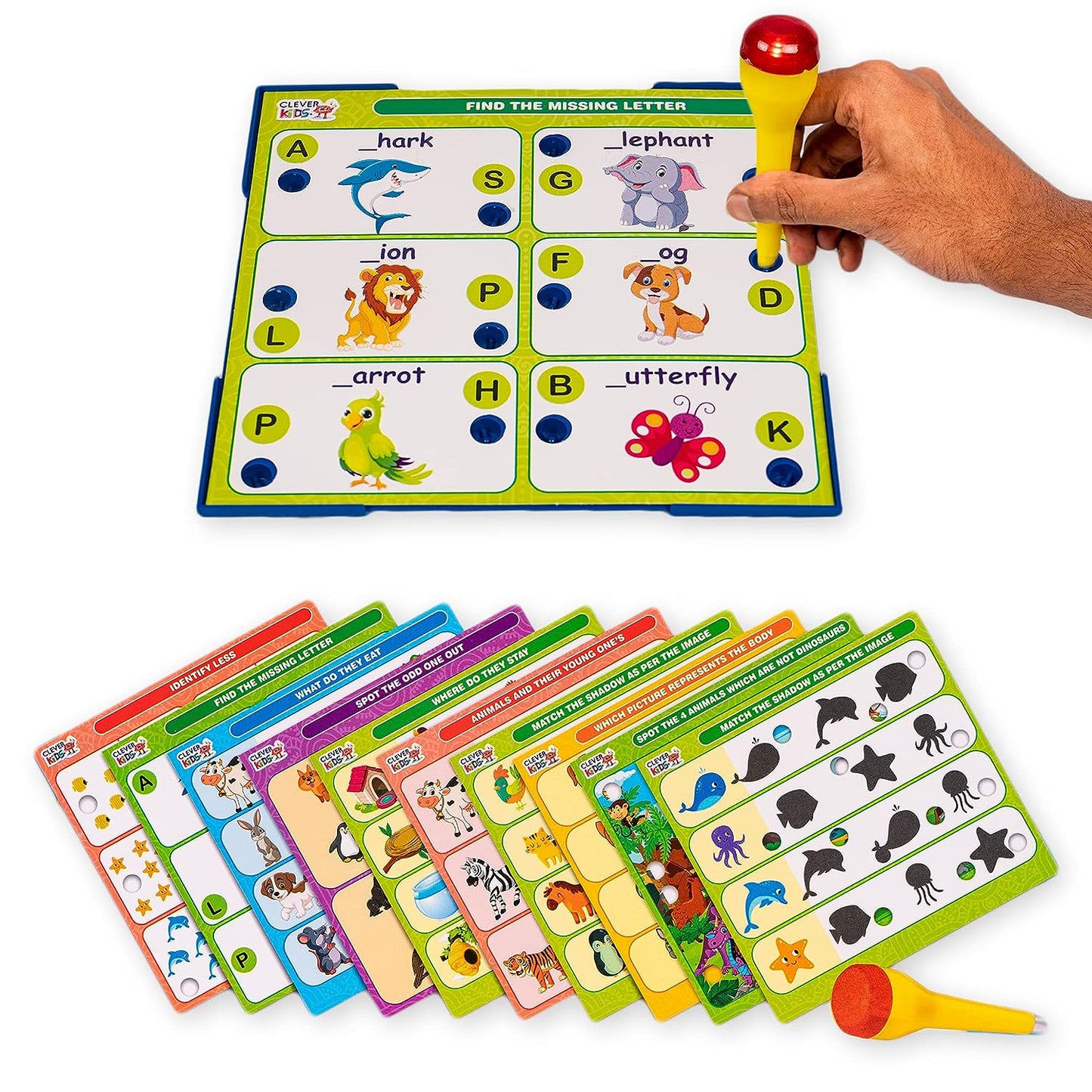 Ratna's Intellikids Animals A Perfect Electro Game. 10 Double Sided Printed Cards. If it Lights its Right. A Fun Way to Learn About Animals
