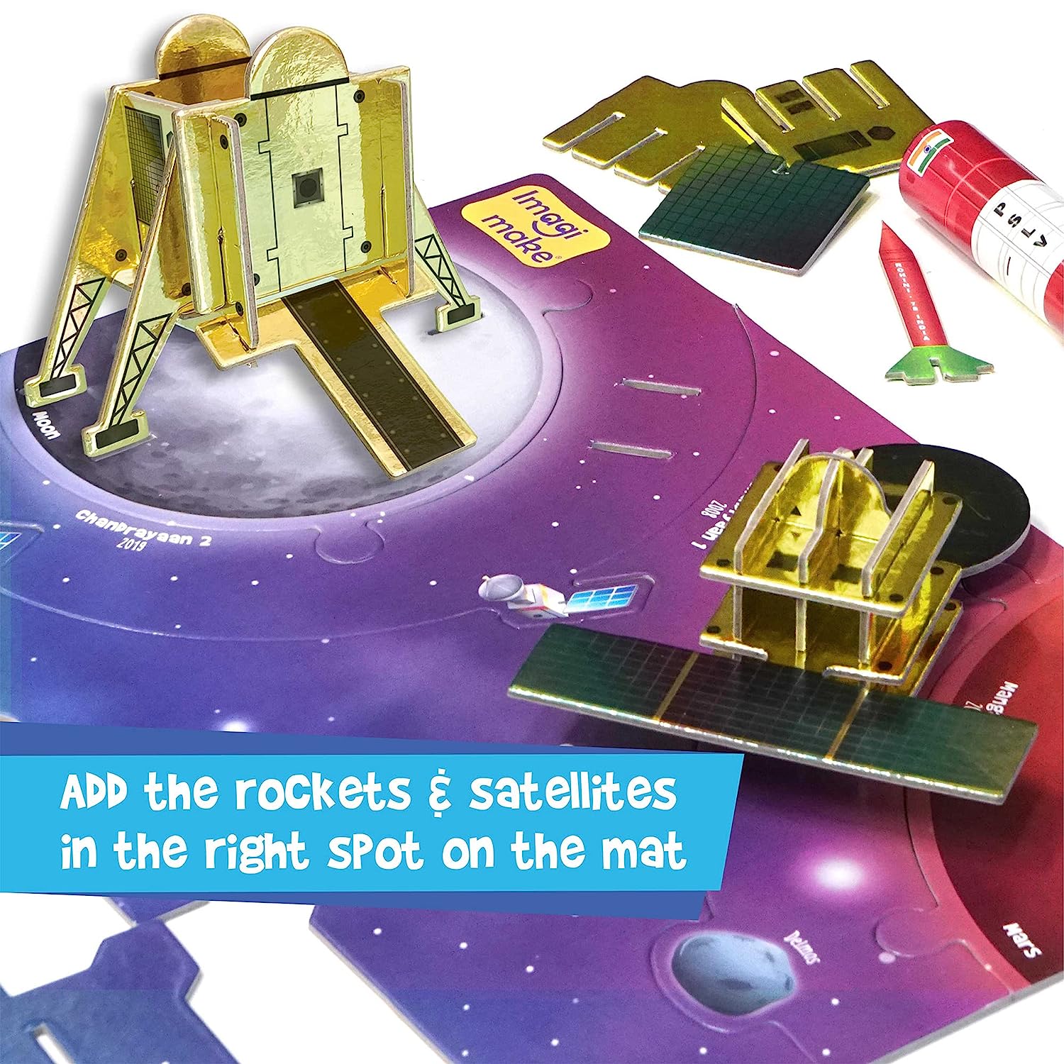 Imagimake Mapology - India's Space Odyssey- Learn About Indian Rockets & Satellites - Model Making Sets - Educational Toy Puzzle - 7 Years & Above GAMES