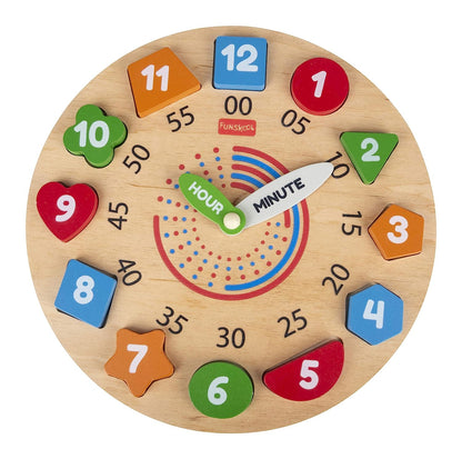 Giggles - My Clock, Shape sorting clock puzzle, Teaches Time,shapes and Numbers, 3 Years & above, Preschool toys Multicolor