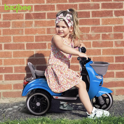 Baybee Pepto Kids Battery Operated Bike for Kids, Ride on Toy Baby Bike Scooty with Light & Music | Kids Bike Rechargeable Battery Bike | Electric Bike for Kids to Drive 1 to 3 Years Boy Girl (Blue)