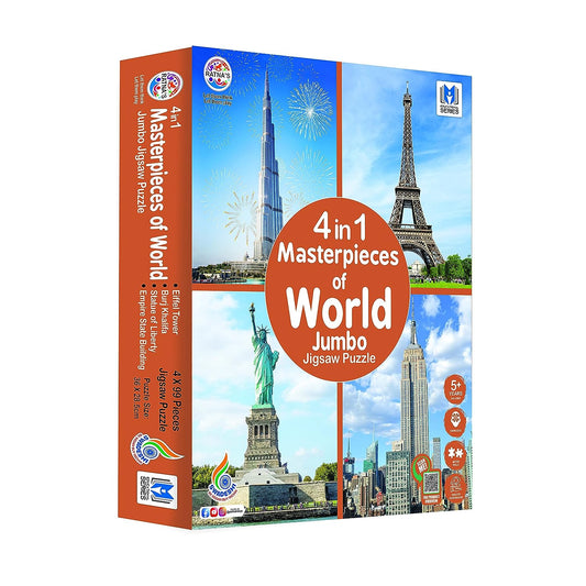 Ratna's 4 in 1 Masterpieces of World Jumbo Jigsaw Puzzle (4 x 99 Pieces) Size 36 x 28.5 cm for Each Puzzle Educational Toy for Kids 5+ Years