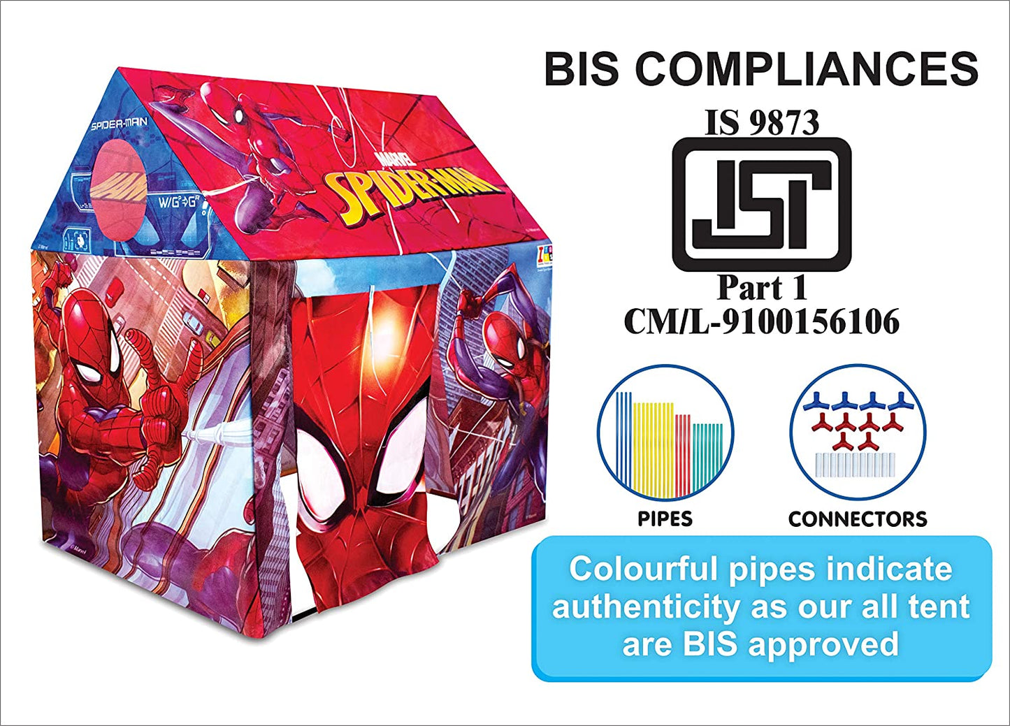 itoys Marvel Spiderman Theme Jumbo Size Light Weight Water Resistant Sweet Home Pretend Play House Tent for Kids Girls and Boys - MRGTOYS
