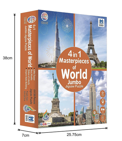 Ratna's 4 in 1 Masterpieces of World Jumbo Jigsaw Puzzle (4 x 99 Pieces) Size 36 x 28.5 cm for Each Puzzle Educational Toy for Kids 5+ Years