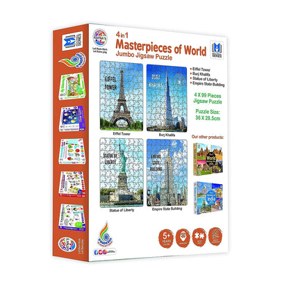 Ratna's 4 in 1 Masterpieces of World Jumbo Jigsaw Puzzle (4 x 99 Pieces) Size 36 x 28.5 cm for Each Puzzle Educational Toy for Kids 5+ Years