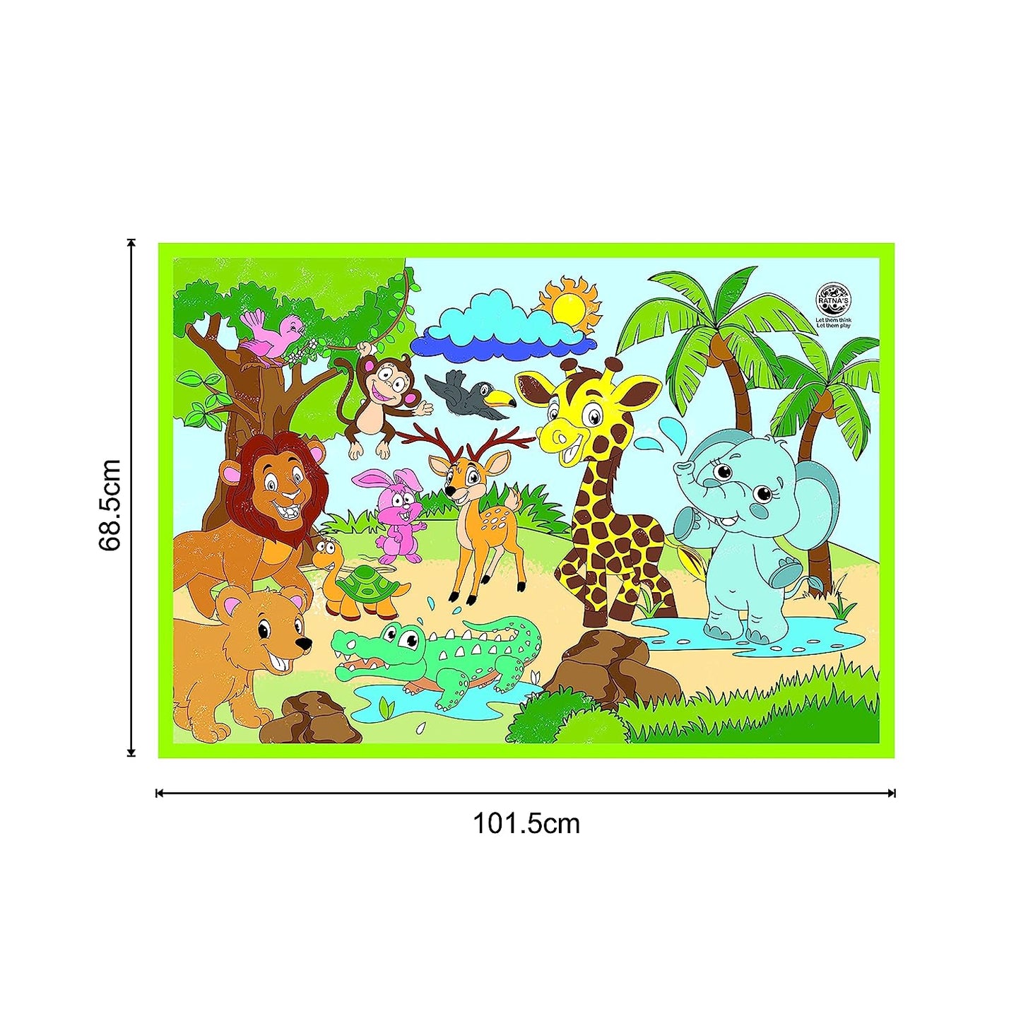 My Colouring MAT for Kids Reusable and Washable. Big MAT for Colouring. MAT Size(40 INCHES X 27 INCHES) (Jungle Theme)