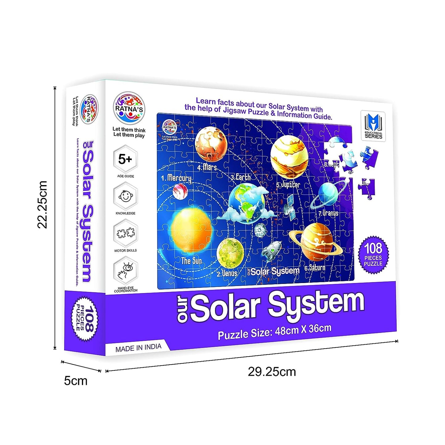 RATNA'S Solar System Jigsaw for Kids 108 Pieces Jigsaw Puzzle with A 12 Page Information Guide