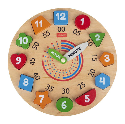 Giggles - My Clock, Shape sorting clock puzzle, Teaches Time,shapes and Numbers, 3 Years & above, Preschool toys Multicolor