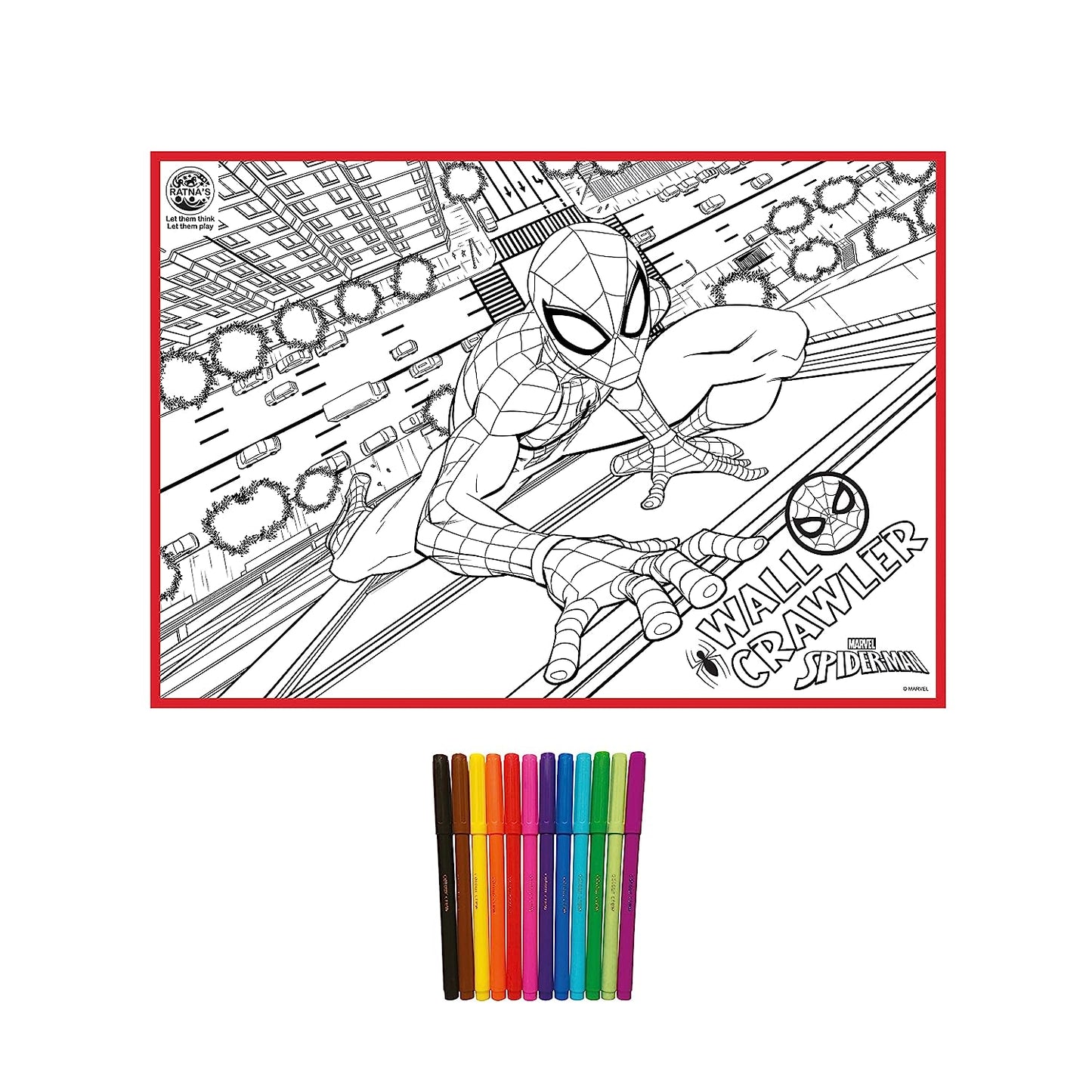 RATNA'S My Coloring Mat Spider Man | DIY Kit for Kids Big Size Mat 40 x 27 inches