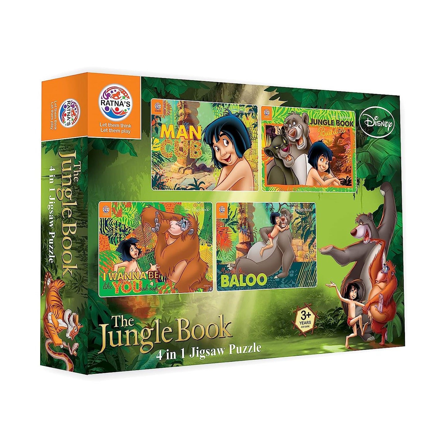 Ratna's 4 in 1 Disney Jigsaw Puzzle 140 Pieces for Kids. 4 Jigsaw Puzzles 35 Pieces Each (Jungle Book) - MRGTOYS