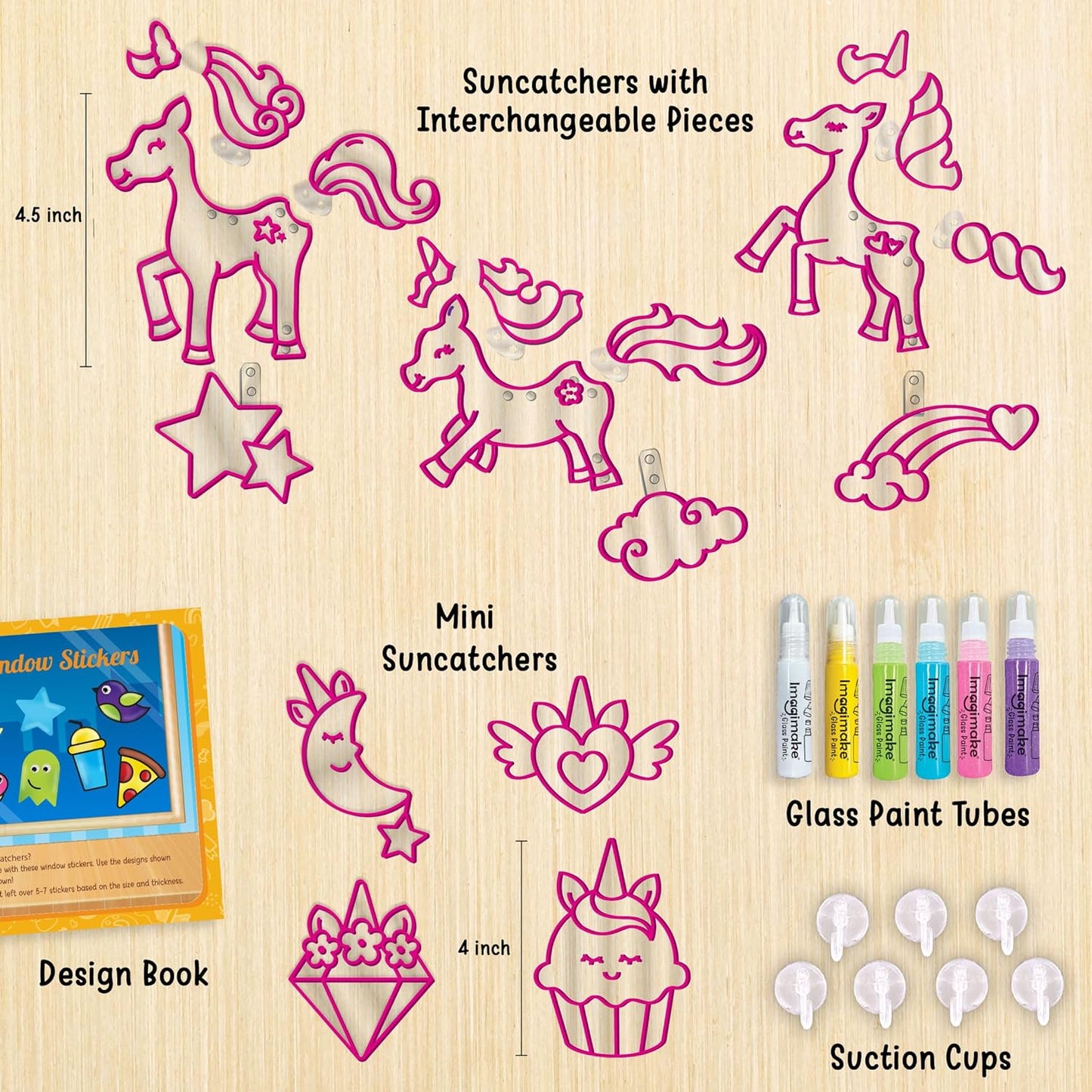 Imagimake Window Art Unicorn | Glass Painting Kit | Art and Craft Kit for Girls 6-8 | Toys for Girls | Sun Catcher Kit | Unicorn Gifts for Girls Age 6-8 | Birthday Gift for Girls 5+ Years