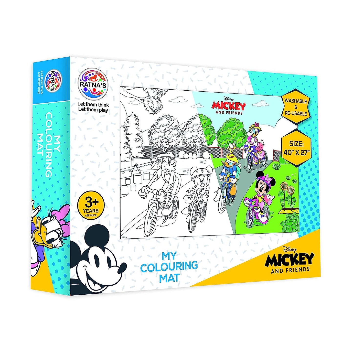 RATNA'S My Colouring Mat Disney & Marvel Theme for Kids Washable and Reusable Coloring Kit, Big Size Mat (40 x 27 inches) DIY Painting Kit (Mickey & Friends)