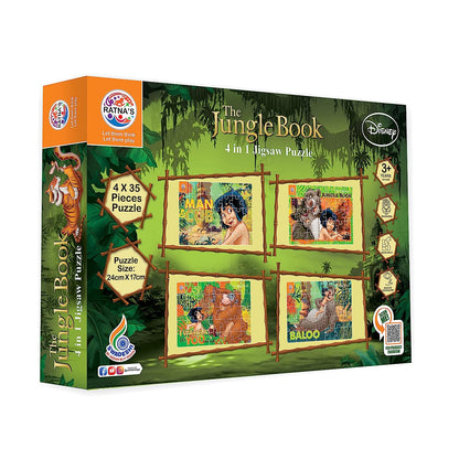 Ratna's 4 in 1 Disney Jigsaw Puzzle 140 Pieces for Kids. 4 Jigsaw Puzzles 35 Pieces Each (Jungle Book) - MRGTOYS