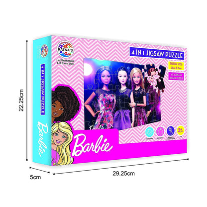 RATNA'S Barbie Jigsaw 4 in 1. 4 Different Jumbo Jigsaw Puzzles for Girls