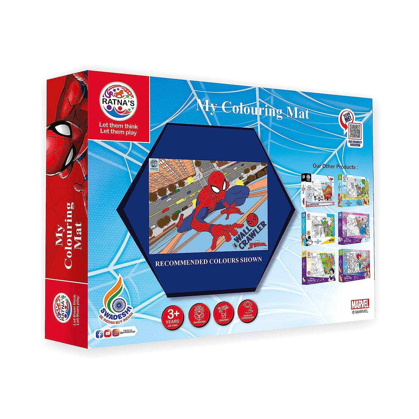 RATNA'S My Coloring Mat Spider Man | DIY Kit for Kids Big Size Mat 40 x 27 inches