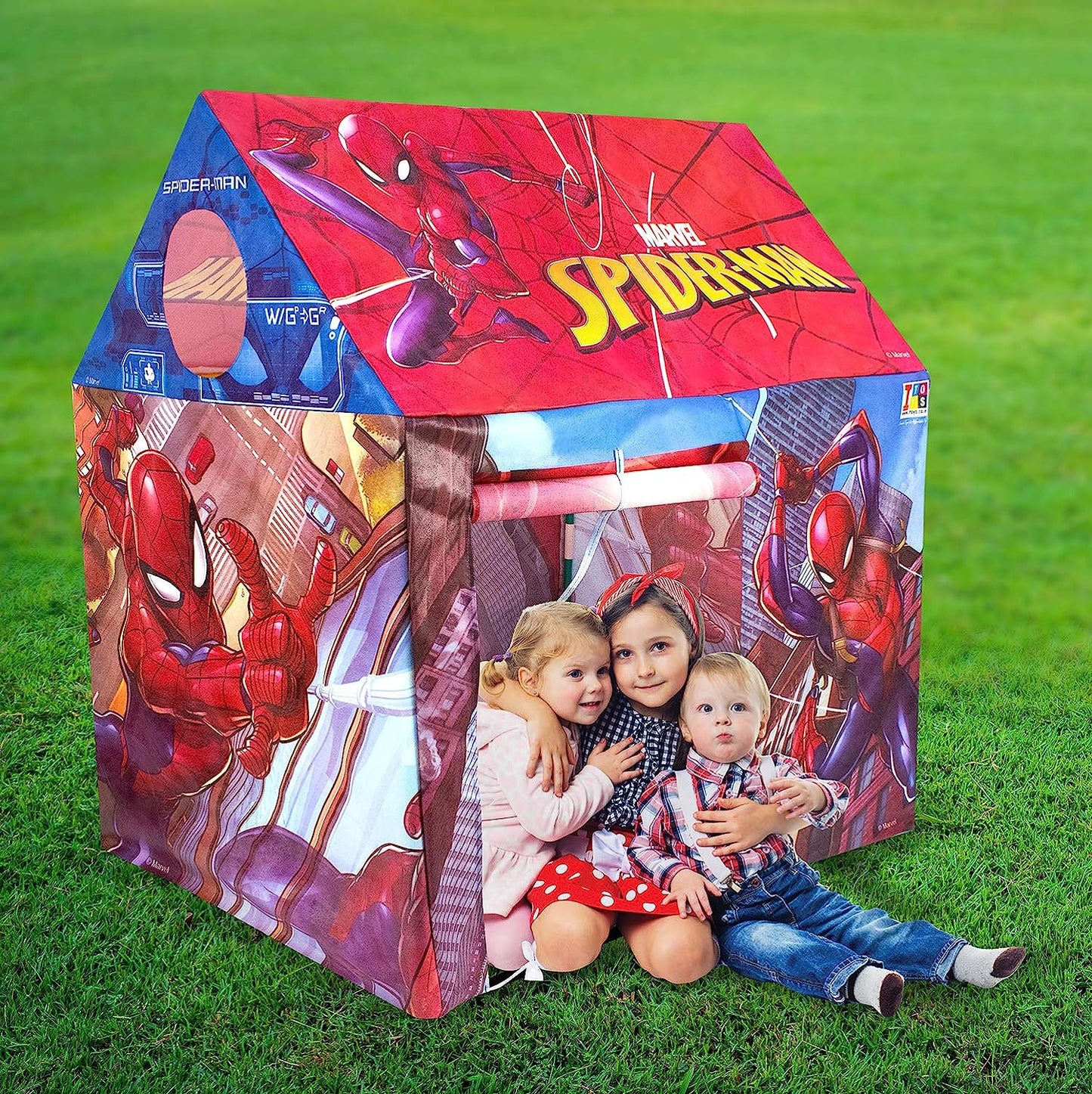 itoys Marvel Spiderman Theme Jumbo Size Light Weight Water Resistant Sweet Home Pretend Play House Tent for Kids Girls and Boys - MRGTOYS